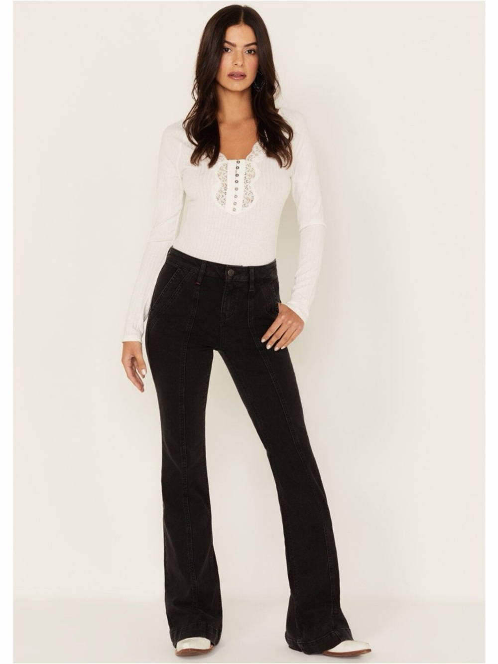 IDYLLWIND WOMEN'S WEST END MID RISE FRONT SEAM REBEL FLARE JEANS